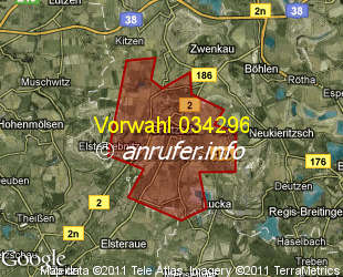 Vorwahlkarte 034296 – Groitzsch b Pegau