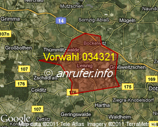 Vorwahlkarte 034321 – Leisnig