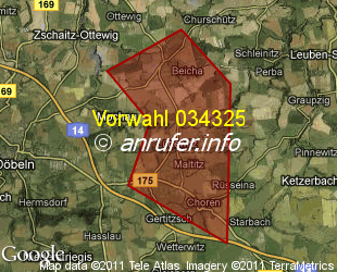 Vorwahlkarte 034325 – Mochau-Lüttewitz