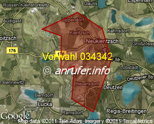 Vorwahlkarte 034342 – Neukieritzsch