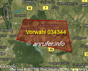 Vorwahlkarte 034344 – Kohren-Sahlis