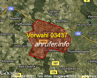 Vorwahlkarte 03437 – Grimma