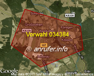 Vorwahlkarte 034384 – Grossbothen
