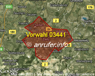 Vorwahlkarte 03441 – Zeitz