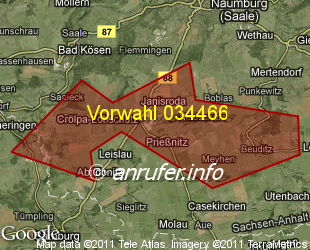 Vorwahlkarte 034466 – Janisroda