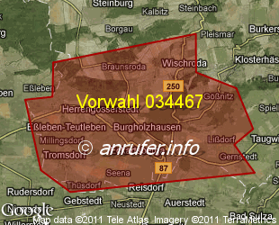 Vorwahlkarte 034467 – Eckartsberga