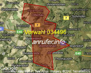 Vorwahlkarte 034496 – Nöbdenitz