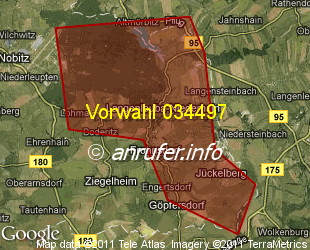 Vorwahlkarte 034497 – Langenleuba-Niederhain
