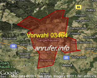 Vorwahlkarte 03464 – Sangerhausen