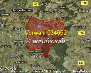 Vorwahlkarte 034652 – Allstedt