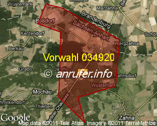 Vorwahlkarte 034920 – Kropstädt