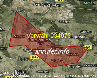 Vorwahlkarte 034973 – Osternienburg