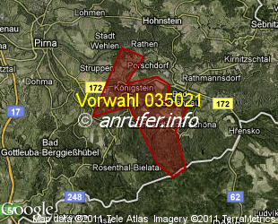 Vorwahlkarte 035021 – Königstein Sächs Schweiz