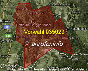 Vorwahlkarte 035023 – Bad Gottleuba