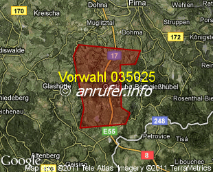 Vorwahlkarte 035025 – Liebstadt
