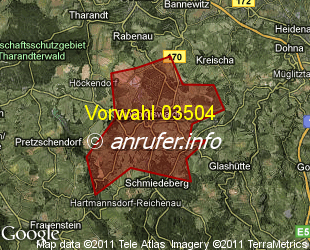 Vorwahlkarte 03504 – Dippoldiswalde