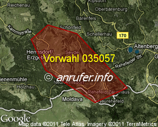 Vorwahlkarte 035057 – Hermsdorf Erzgeb