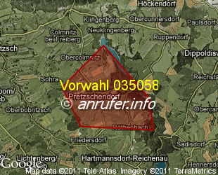 Vorwahlkarte 035058 – Pretzschendorf