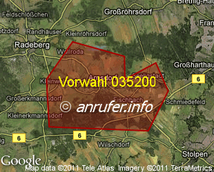 Vorwahlkarte 035200 – Arnsdorf b Dresden