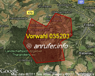 Vorwahlkarte 035203 – Tharandt