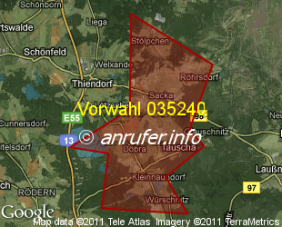 Vorwahlkarte 035240 – Tauscha b Großenhain