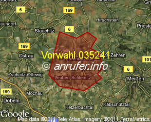 Vorwahlkarte 035241 – Lommatzsch