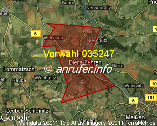 Vorwahlkarte 035247 – Zehren Sachs