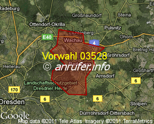 Vorwahlkarte 03528 – Radeberg