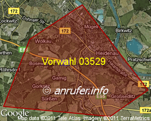 Vorwahlkarte 03529 – Heidenau Sachs