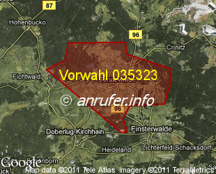Vorwahlkarte 035323 – Sonnewalde