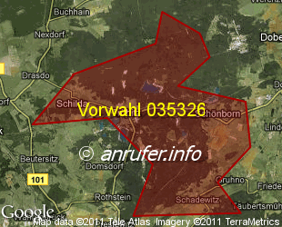 Vorwahlkarte 035326 – Schönborn Kr Elbe-Elster
