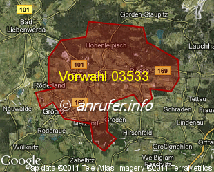 Vorwahlkarte 03533 – Elsterwerda