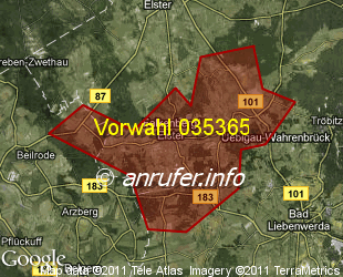 Vorwahlkarte 035365 – Falkenberg Elster