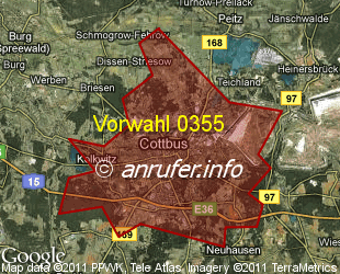 Vorwahlkarte 0355 – Cottbus
