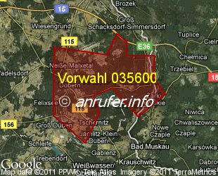 Vorwahlkarte 035600 – Döbern NL