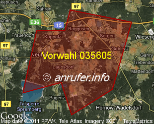 Vorwahlkarte 035605 – Komptendorf