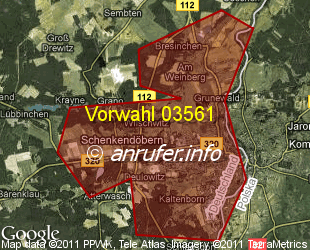 Vorwahlkarte 03561 – Guben