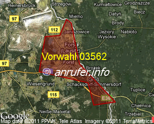 Vorwahlkarte 03562 – Forst Lausitz