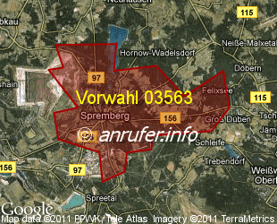 Vorwahlkarte 03563 – Spremberg