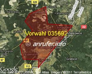 Vorwahlkarte 035692 – Kerkwitz