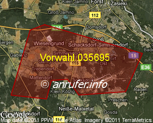 Vorwahlkarte 035695 – Simmersdorf