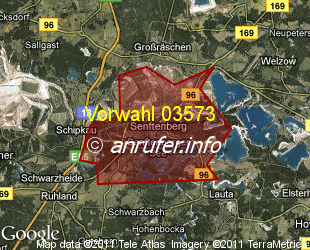 Vorwahlkarte 03573 – Senftenberg