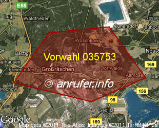Vorwahlkarte 035753 – Großräschen