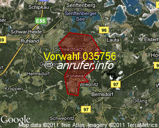 Vorwahlkarte 035756 – Hosena