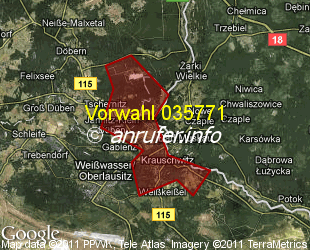 Vorwahlkarte 035771 – Bad Muskau