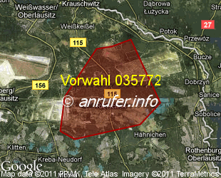 Vorwahlkarte 035772 – Rietschen