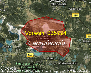 Vorwahlkarte 035774 – Boxberg Sachs