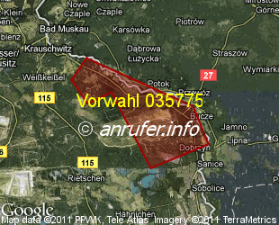 Vorwahlkarte 035775 – Pechern