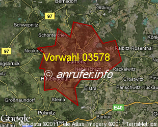 Vorwahlkarte 03578 – Kamenz