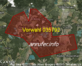 Vorwahlkarte 035792 – Ossling
